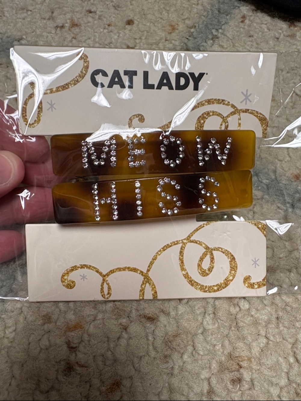Cat Lady Box "Meow Hiss" Tortoiseshell Hair Clips